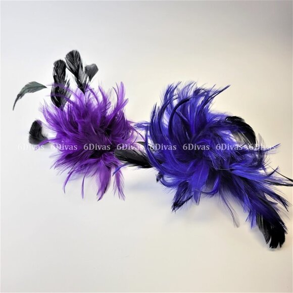 PURPLE Feathers Headpiece Fascinator - Picture 6 of 6
